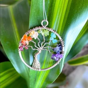🌱  Chakra Crystal Tree of Life Pendant